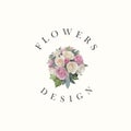 Logo wedding pastel watercolor bouqet roses Royalty Free Stock Photo