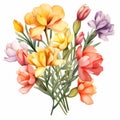 Watercolor Bouquet Of Beautiful Flowers For Gift Design Royalty Free Stock Photo