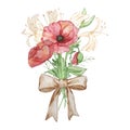 Watercolor bouquet of birth month flower with bow