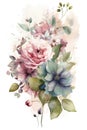 Watercolor Bouquet of Flowers on white background. Generative AI Royalty Free Stock Photo