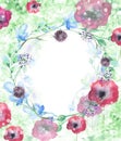 Watercolor seamless background floral pattern. grass and plant flowers, burdock, thistle, alga, wild herbs. Floral pattern