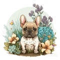 French Bulldog in a Garden of Springtime Delights AI Generated