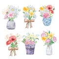 Watercolor bouquets of birth month flower