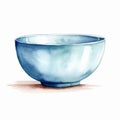 Watercolor Blue Bowl Illustration In Contemporary Chinese Art Style