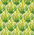 Watercolor breadfruit leaves pattern Royalty Free Stock Photo