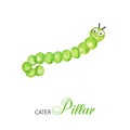 Funny caterpillar watercolor, bright cartoon insects. Greeting card with text. Isolated worm on white background Royalty Free Stock Photo