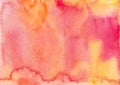 Watercolor bright colorful background texture. Orange, red, yellow stains on paper, hand painted Royalty Free Stock Photo