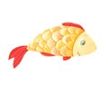 Watercolor bright goldfish Isolated on a white background. Beautiful funny cartoon character. Royalty Free Stock Photo