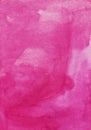 Watercolor bright pink background texture painting. Vintage watercolour deep crimson backdrop. Stains on paper