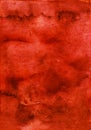 Watercolor bright rusty red background texture. Deep old red backdrop, hand painted. Stains on paper