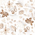 Watercolor brown autumn pattern