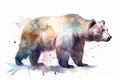 Watercolor brown bear illustration on white background Royalty Free Stock Photo