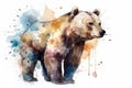 Watercolor brown bear illustration on white background Royalty Free Stock Photo