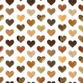 Watercolor brown hearts seamless pattern. Black lives matter background. Scandinavian colors. Valentine's Day Chocolate. Royalty Free Stock Photo