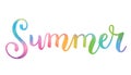 Watercolor brush calligraphy concept word SUMMER