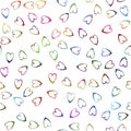 Watercolor Brush Heart Seamless Pattern Love Grange Hand Painted Design in Rainbow Color. Modern Grung Collage Royalty Free Stock Photo