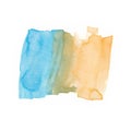 Watercolor brush strokes, blue - green - yellow gradient on white background. Color mixing Royalty Free Stock Photo