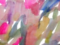 Watercolor brushstroke background. Piants are splashed with multicolors