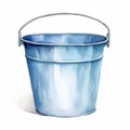 Watercolor Bucket Illustration With Light Silver And Dark Azure Style