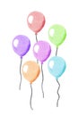 Watercolor bunch of colorful rainbow balloons isolated on white background Royalty Free Stock Photo