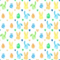 Watercolor bunny seamless pattern. Easter holidays. For design, card, print or background