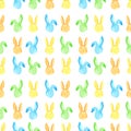 Watercolor bunny seamless pattern. Easter holidays. For design, card, print or background