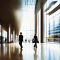 Watercolor of Business walking in a corporate