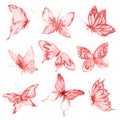 Watercolor butterflies set. Royalty Free Stock Photo