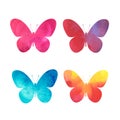 Watercolor butterflies set on white Royalty Free Stock Photo