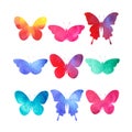 Watercolor Butterflies Set On White