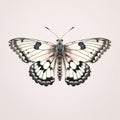 Realistic Watercolor Butterfly Illustration With Pale Pink And Black Wings