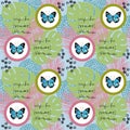 Watercolor butterfly seamless pattern on blue background Royalty Free Stock Photo