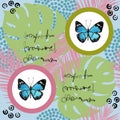 Watercolor butterfly seamless pattern on blue background Royalty Free Stock Photo