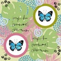 Watercolor butterfly seamless pattern on green background Royalty Free Stock Photo