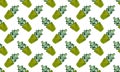 Watercolor cactus seamless pattern. Watercolor cactuses, hand-drawn cacti set isolated. Funny cartoon sketch