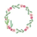 Watercolor Cactus Wreath Cacti Green Frame Wedding Spring Summer Royalty Free Stock Photo