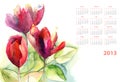 Watercolor calendar for 2013