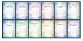 Watercolor Calendar template for 2022 year. Week Starts Sunday. January, February, April March, May, June July August Royalty Free Stock Photo