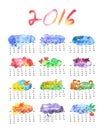 Watercolor calendar 2016