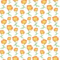 Watercolor calendula herbs. seamless pattern