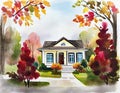 Watercolor of calle car home house design sink