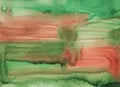 Watercolor calm brown and green background painting texture. Multicolored watercolour liquid backdrop. Stains on paper