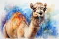 watercolor Camel Watercolor realistic camel desert