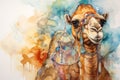 watercolor Camel Watercolor realistic camel desert