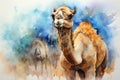 watercolor Camel Watercolor realistic camel desert