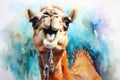 watercolor Camel Watercolor realistic camel desert