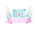 Watercolor camera and ribbon