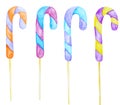 Watercolor candy and lolipop collection on a white background