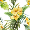 Watercolor canna flowers pattern Royalty Free Stock Photo