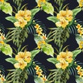Watercolor canna flowers pattern Royalty Free Stock Photo